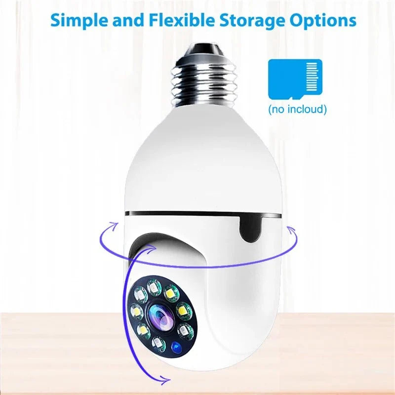 1080P HD E27 Bulb Surveillance Camera Auto Tracking And Wireless Night Vision - stepyours.com