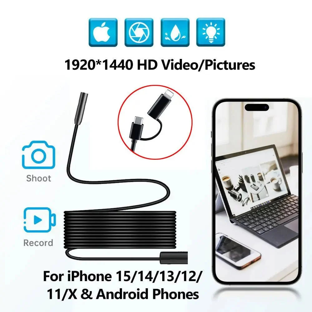 5.5 To 8mm Endoscope For Android And iPhone Real Time Boroscope Tight Spaces - stepyours.com