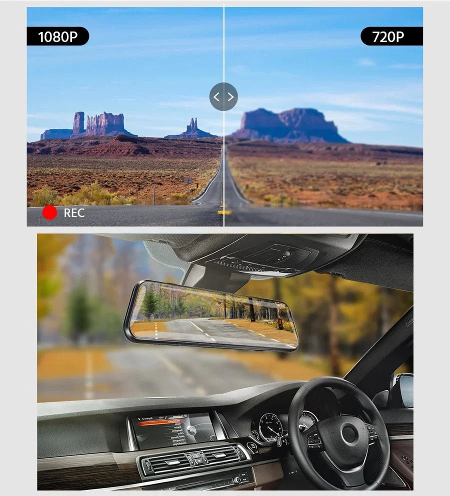 Acceo 10 Inch Car DVR Rearview Mirror Dual 1080P Touch Screen Night Vision - stepyours.com