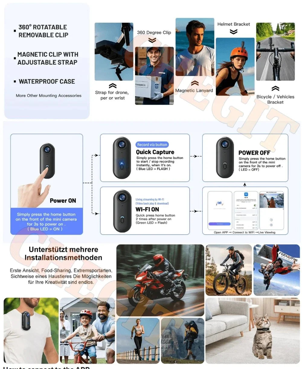 4K Motorcycle Action Camera Lightweight POV Cam For Bicycle Vlog - stepyours.com