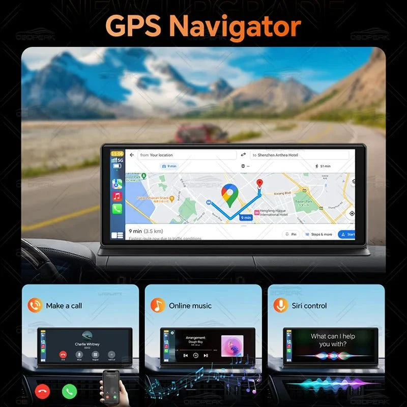 OBDPEAK K8 Pro Dash Cam Front 5K Rear 1080P CarPlay Android Auto 11.3 AI Screen - stepyours.com