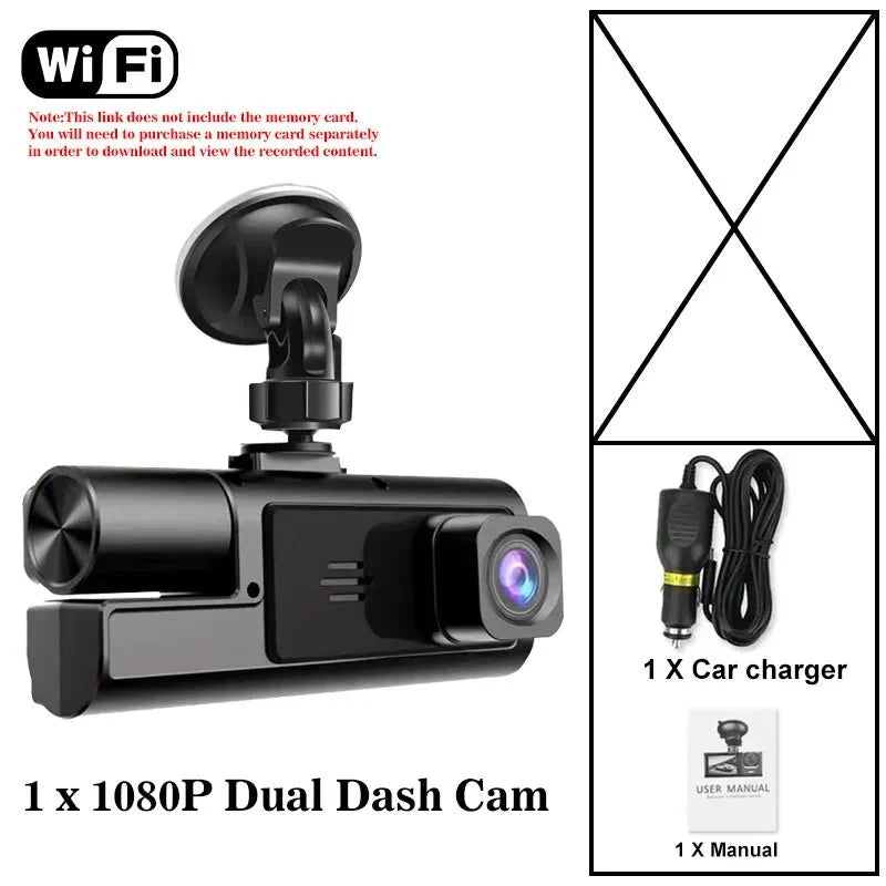 3 Channel WiFi Car DVR 1080P Front Inside Rear 170 Degree Night Vision G Sensor - stepyours.com