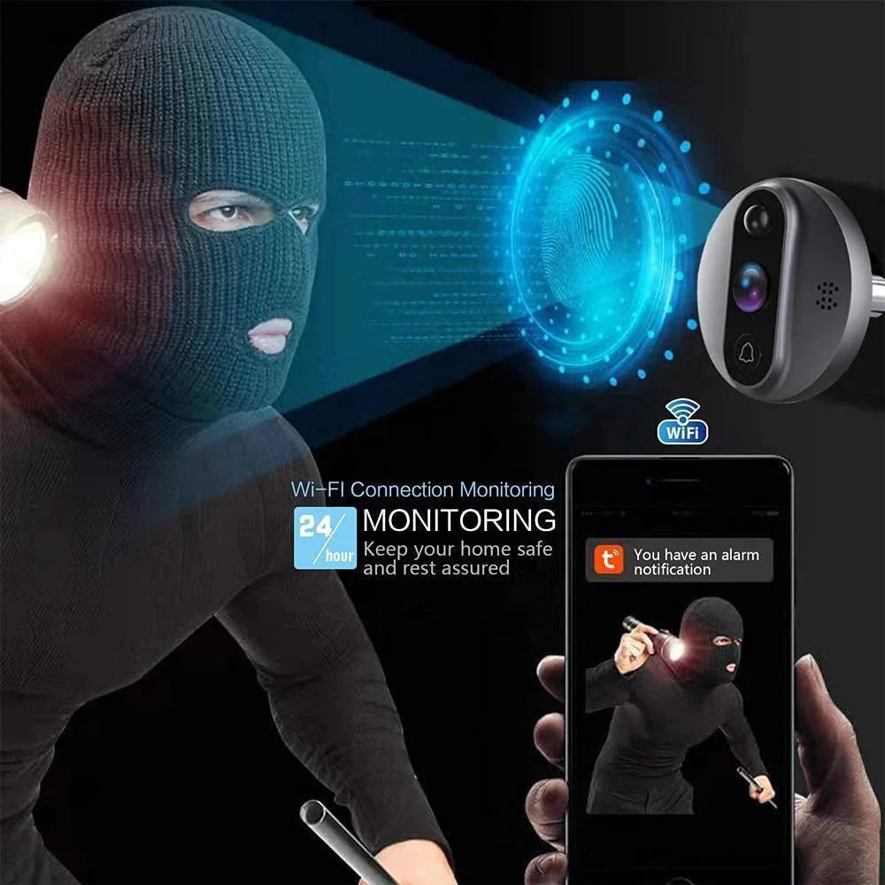 3MP Tuya Doorbell Camera Peephole Battery 5000mAh WiFi - stepyours.com
