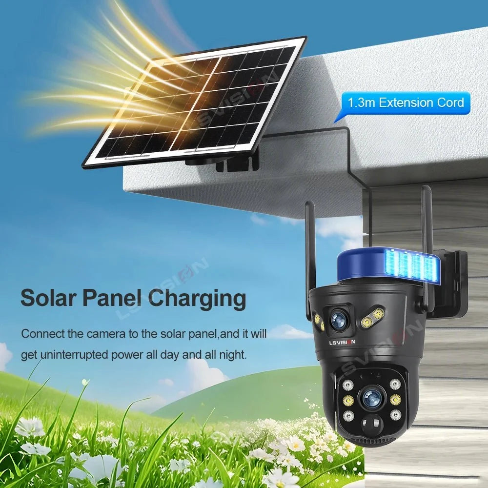 LS VISION 4G WiFi Outdoor Solar Camera - 8MP Dual Lens Night Vision Waterproof - stepyours.com