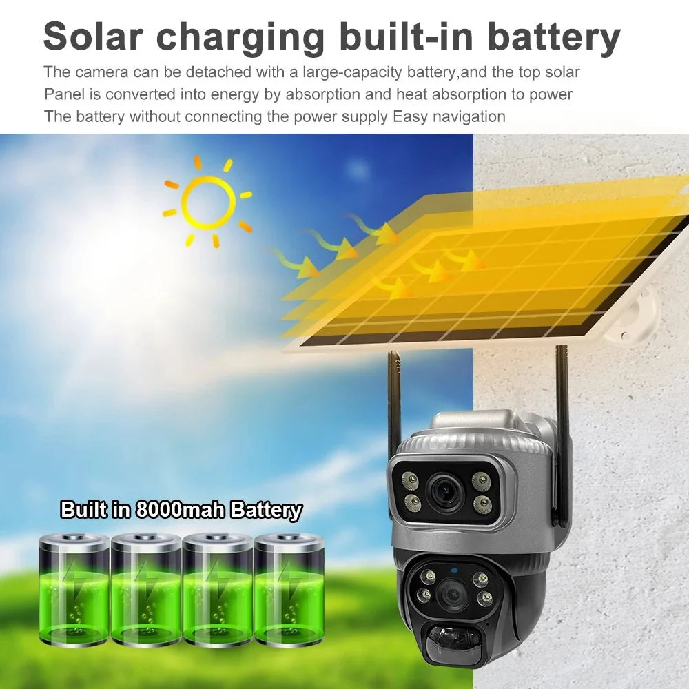 V380 Dual Lens 4G Solar PIR Camera Outdoor Security 8MP 4K IP Cam - stepyours.com