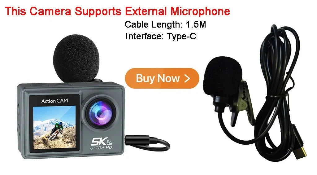 HUAFANT M4R Action Camera 5K 4K60FPS Waterproof 30m IPS Touch LCD 5X Zoom - stepyours.com