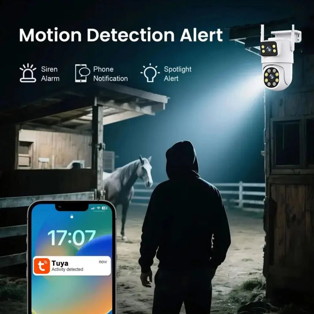 10MP Dual Lens Tuya WiFi Camera PTZ Outdoor 4K Security Camera With AI Tracking - stepyours.com