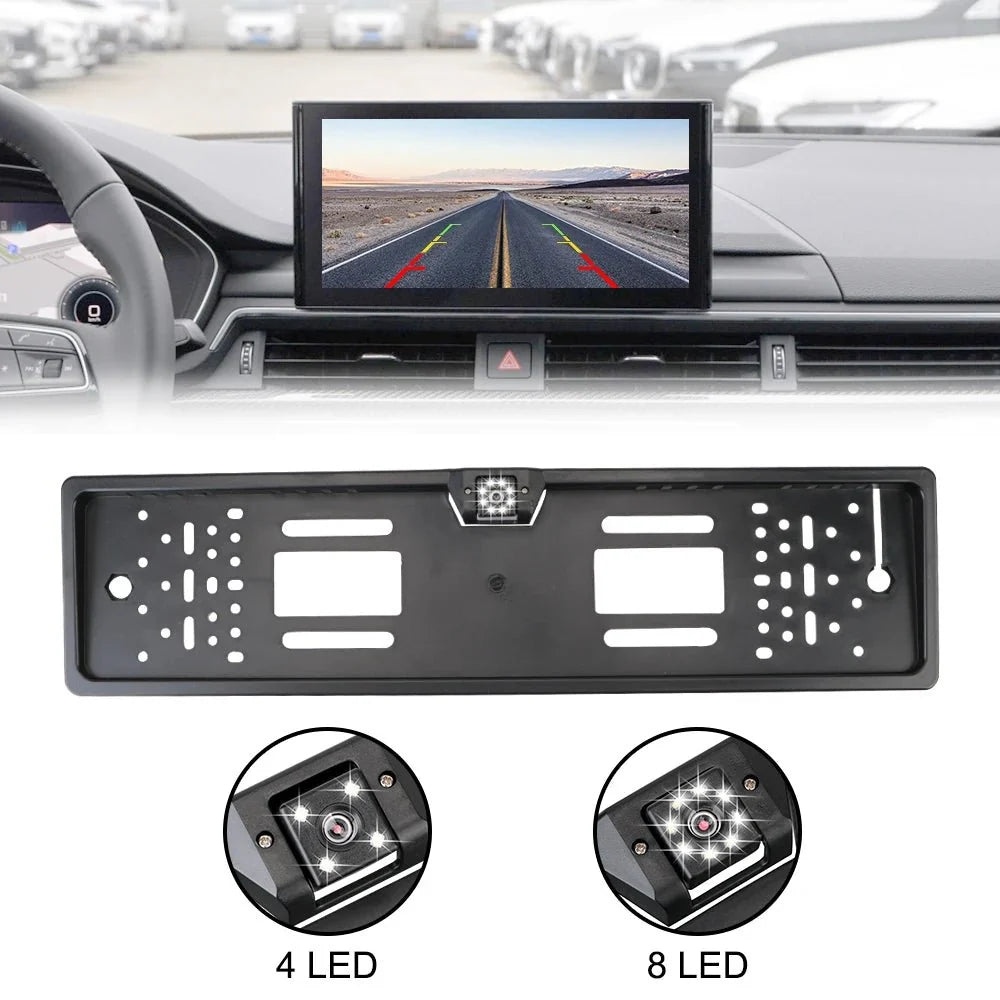 12V Car Rear View Camera 4 And 8 LED License Plate Holder Parking Sensor - stepyours.com