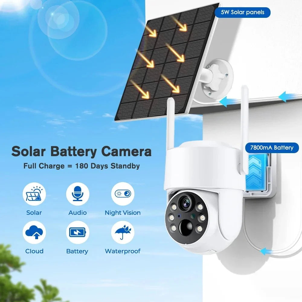WiFi Solar PTZ Outdoor Camera 4MP HD With Long Standby Battery And iCsee App - stepyours.com