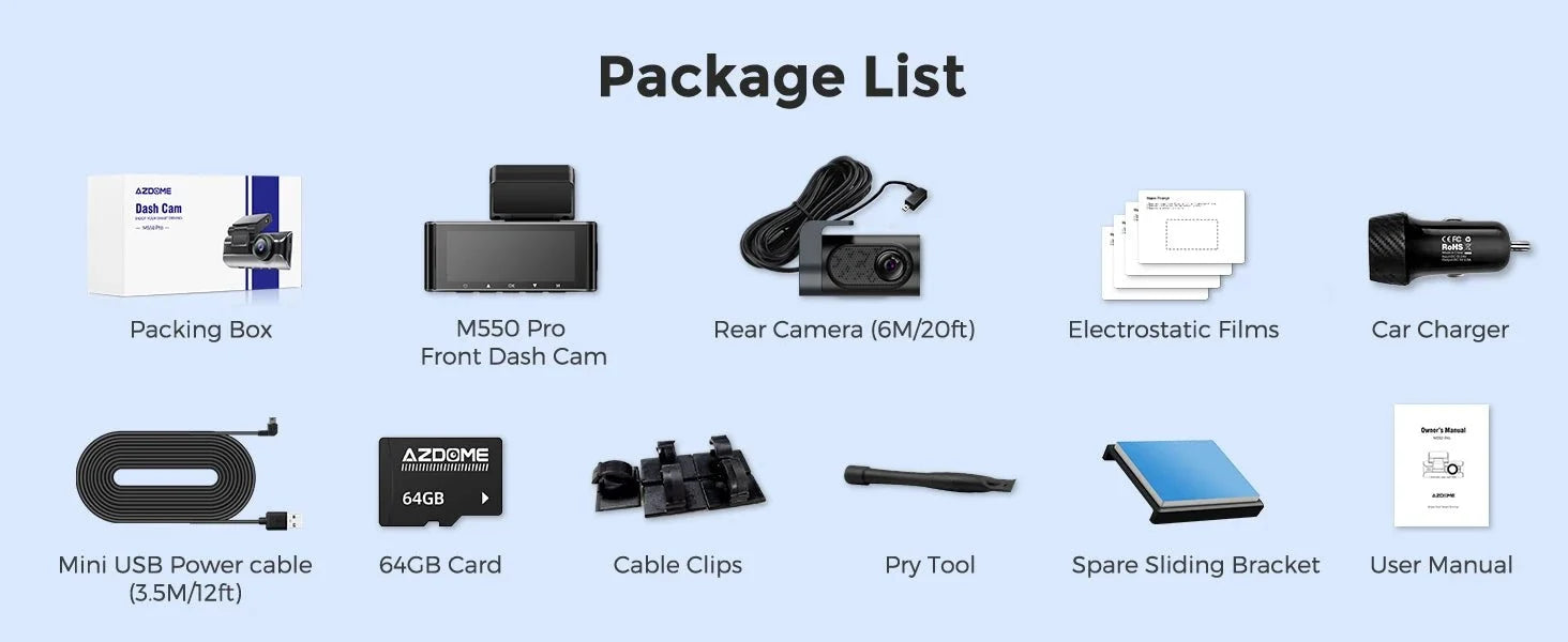 AZDOME M550 Pro 4K Dash Cam WiFi GPS Night Vision Parking Monitor Rear Camera - stepyours.com