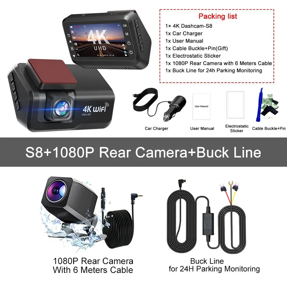 Hook Your Drive Kocam 4K UHD Dash Cam Dual Lens Night Vision Parking Monitor - stepyours.com