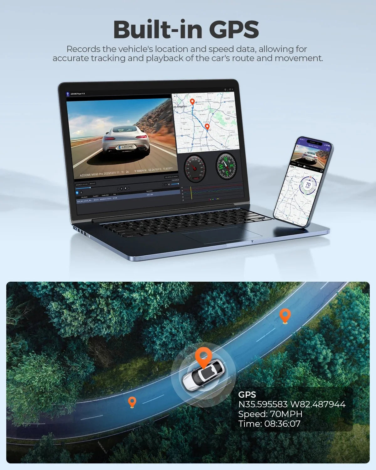 AZDOME M550 Pro 4K Dash Cam WiFi GPS Night Vision Parking Monitor Rear Camera - stepyours.com