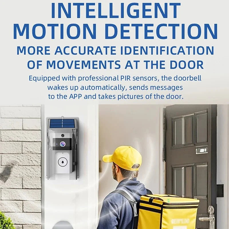 Solar Wireless Outdoor Video Doorbell 2K IP65 Weatherproof - stepyours.com