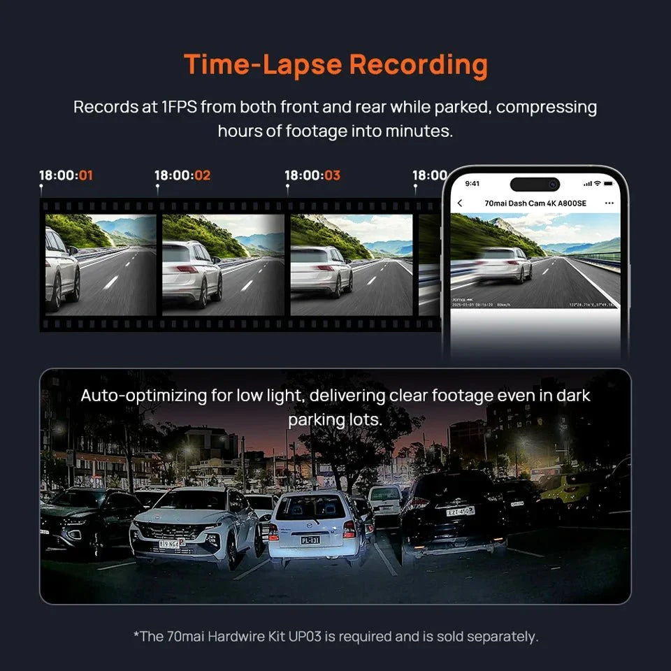 70mai 4K Dash Cam A800SE GPS ADAS Voice Control Ultra HD WiFi 6 - stepyours.com