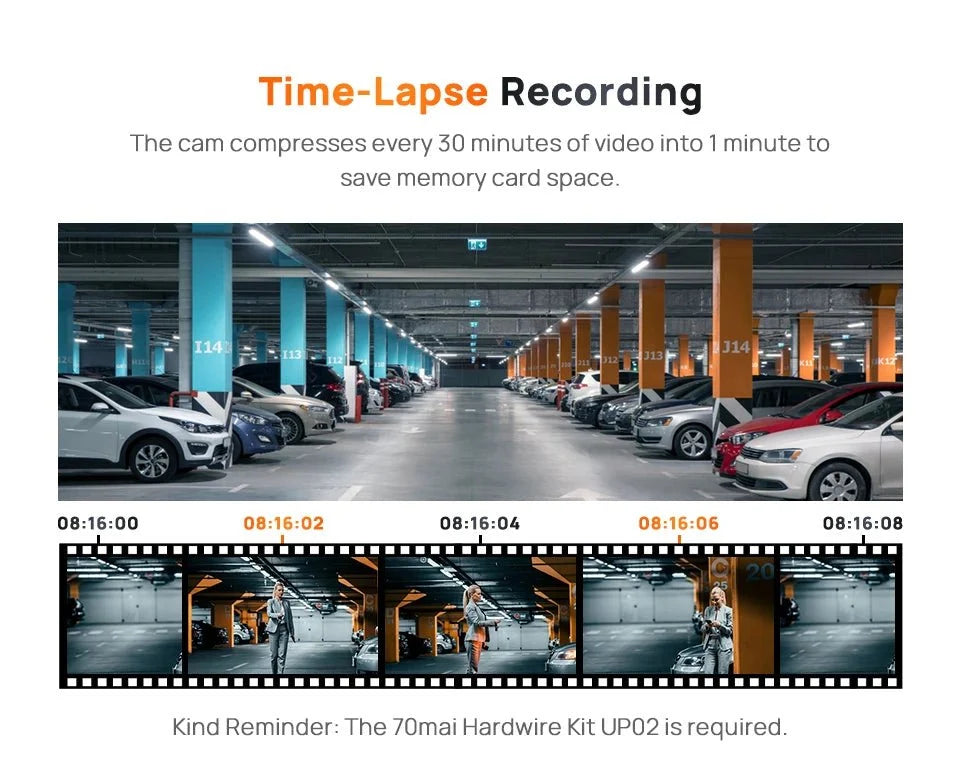 70mai A200 Dash Cam 2 Inch LCD Dual Channel 1080P Car DVR 24H Parking - stepyours.com