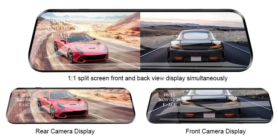 10 Inch 1080P Night Vision Car Dash Cam With Touch Screen And Rear View Mirror - stepyours.com