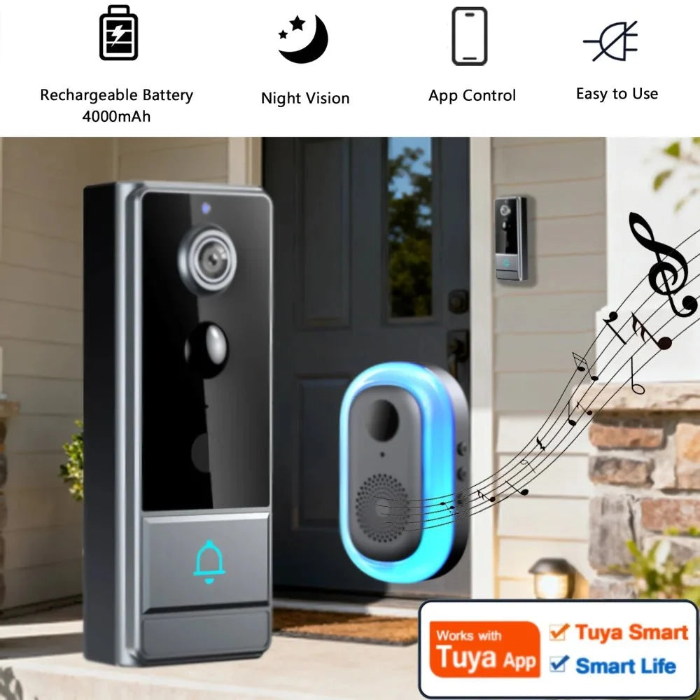 Wireless 960P HD Smart Doorbell With 3600mAh Battery Alerts - stepyours.com