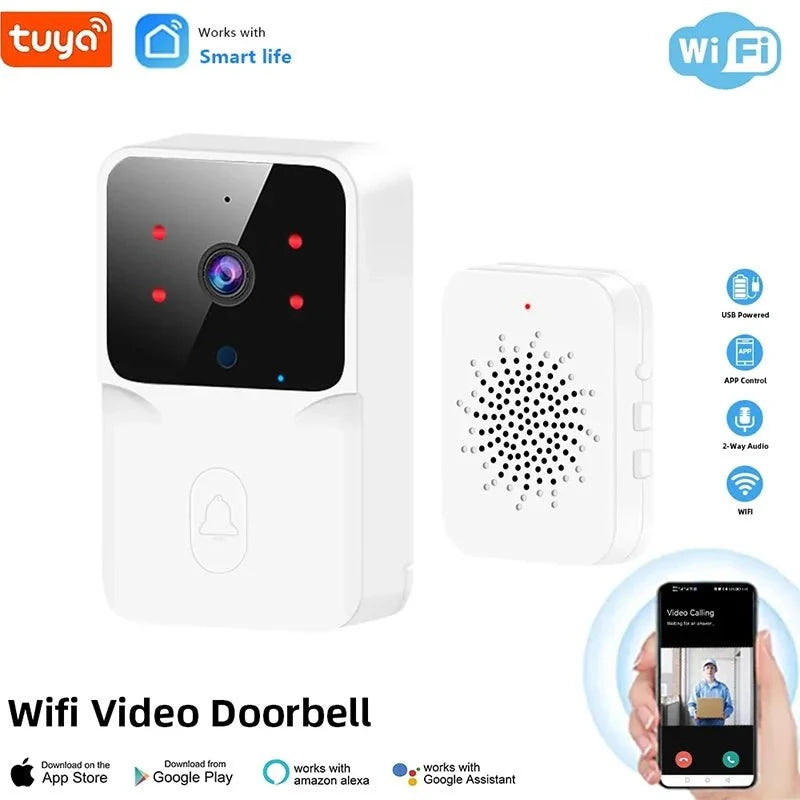 Tuya WiFi Video Doorbell Rechargeable Battery Two Way Audio - stepyours.com