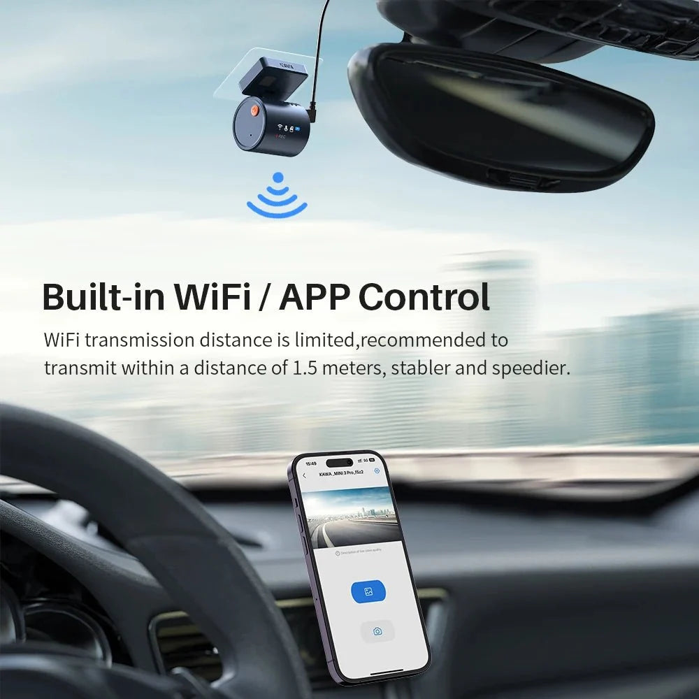 Kawa Mini 3 Pro 2K Car Dash Cam With WiFi App Voice Control Parking - stepyours.com