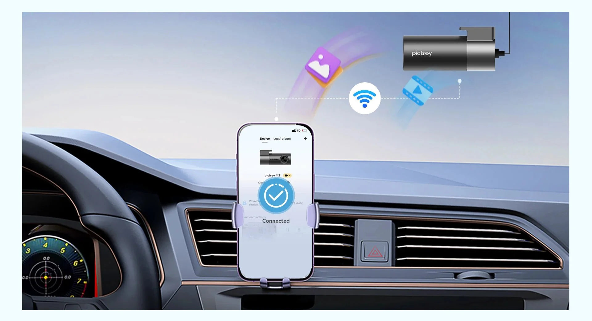 Pictrey M2 2K Dash Cam 330 Degree Rotatable Car DVR Night Vision Voice Control - stepyours.com