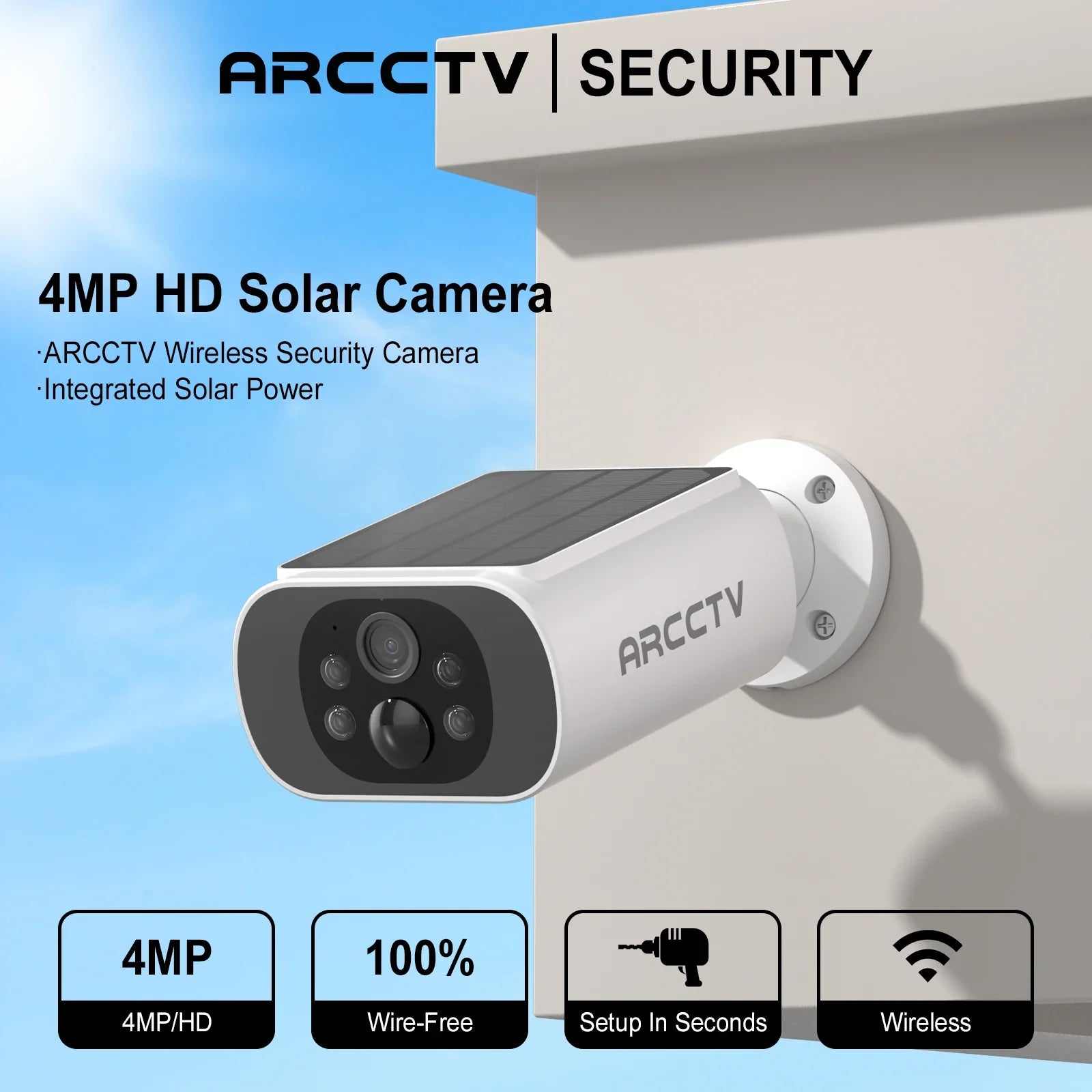 ARCCTV 2K Wireless Solar Camera - Humanoid Detection And Night Vision - stepyours.com