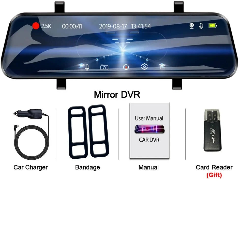 ACCEO Car DVR 10 Inch Rear View Mirror Dash Cam With WiFi 2K Front 1080P Rear - stepyours.com