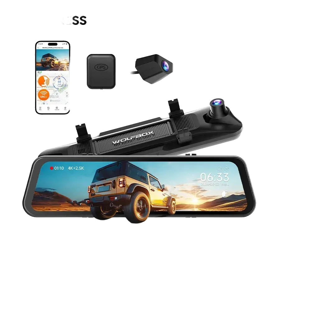 WOLFBOX G900 Dash Cam 4K Front 2.5K Rear GPS Voice Control 5GHz WiFi - stepyours.com