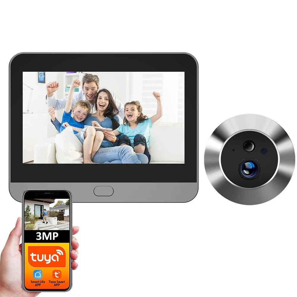 Tuya Smart 3MP Peephole Door Camera With WiFi Alexa - stepyours.com