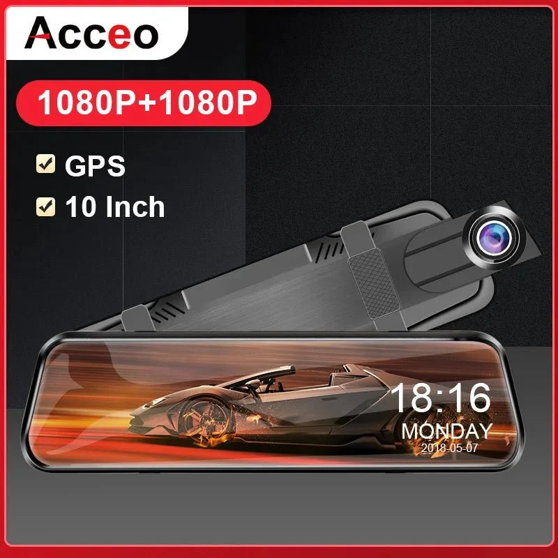 10 Inch Car DVR Touch Screen Dual 1080P Front And Rear Rearview Mirror Camera - stepyours.com