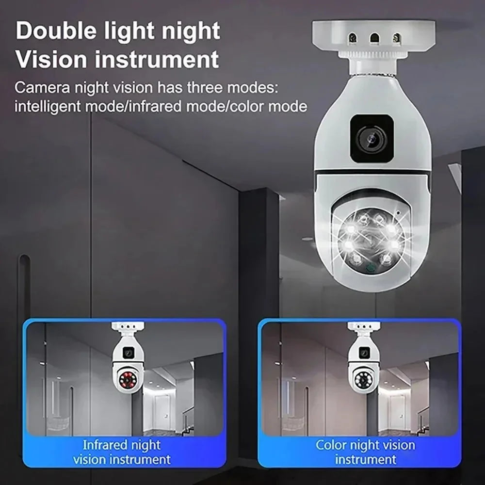 8MP E27 Bulb WiFi Camera - Color Night Vision With 8X Zoom And Dual Lens - stepyours.com