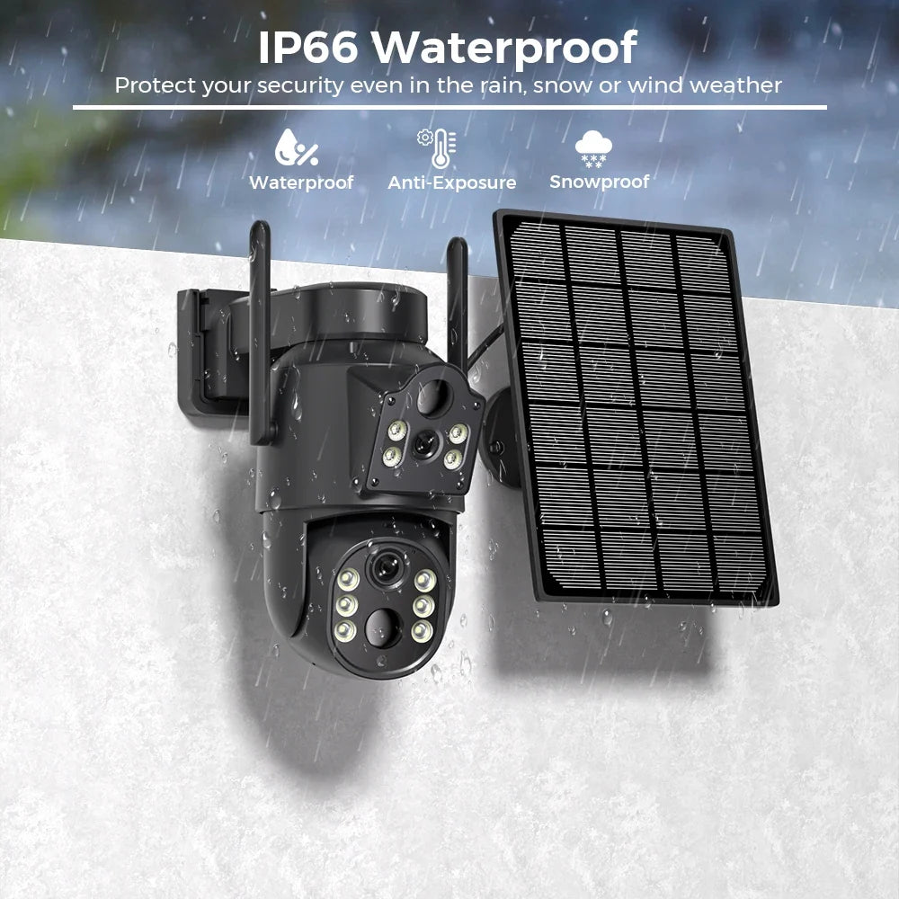 Solar WiFi Security Camera Outdoor Dual Lens 8MP 4K HD with Built - in Battery - stepyours.com
