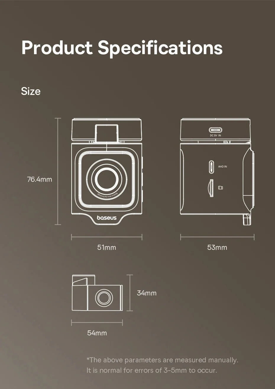 Baseus VD1 Pro 4K Dash Cam With Sony Sensor ADAS GPS WiFi6 STARVIS Night Vision - stepyours.com