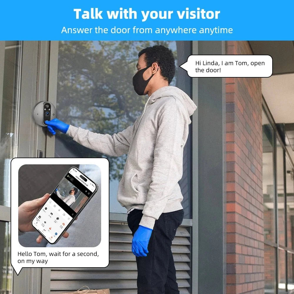 3MP WiFi Cat Eye Doorbell 5000mAh Battery Alexa LiveView - stepyours.com
