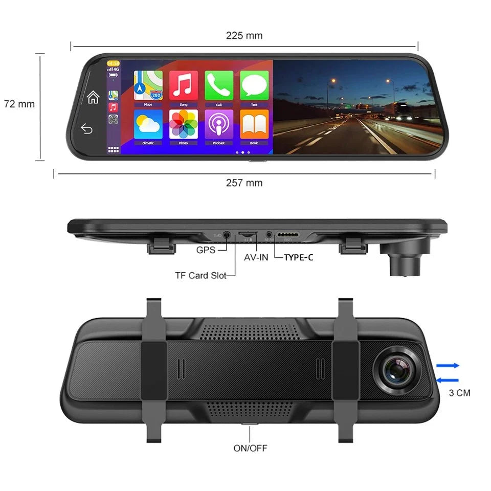 4K Car DVR Touch Screen Dash Cam CarPlay Android Auto Night Vision - stepyours.com