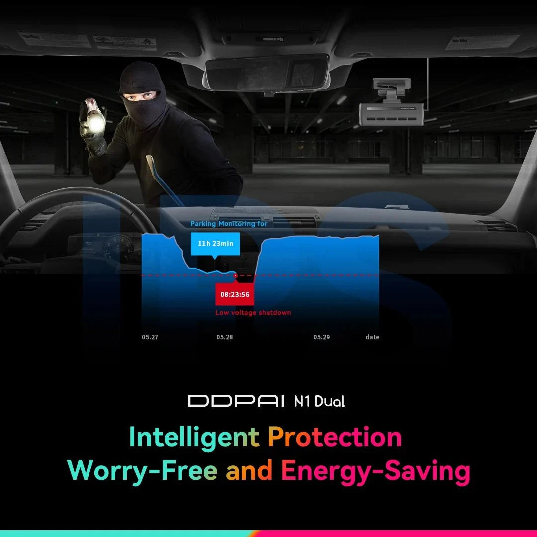 DDPAI N1 Dash Cam Dual Front and Rear 1296P Night Vision Car DVR App Control - stepyours.com