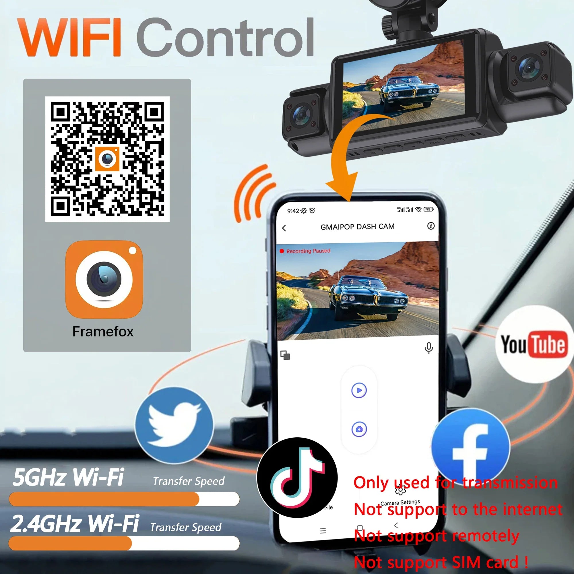 4 Channel WiFi Dashcam Full HD 1080P Front Rear Night Vision Loop Recording - stepyours.com