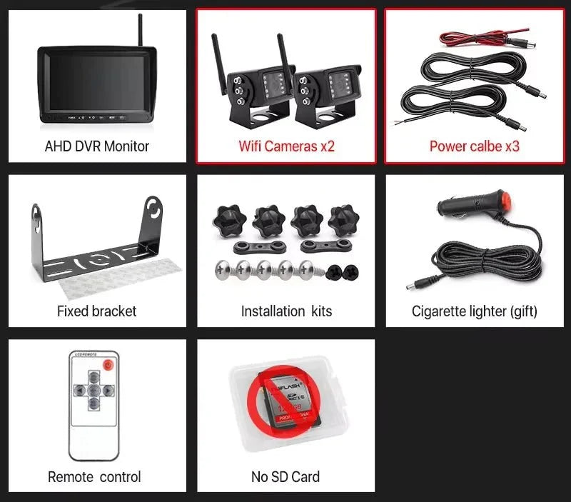 GreenYi 1280x720 HD AHD Wireless Truck DVR 7 Inch Night Vision Backup Camera - stepyours.com