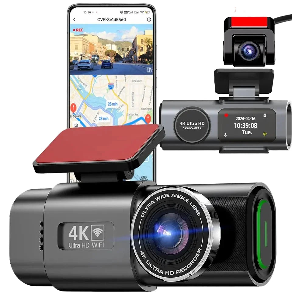 4K Dash Cam Car DVR With Night Vision GPS WiFi Parking Monitor - stepyours.com
