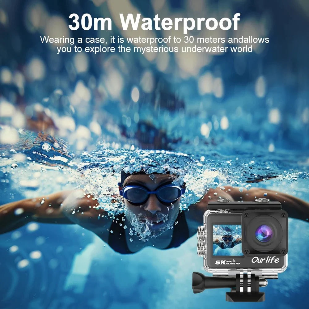 Ourlife MTR60 Action Camera 5K 30FPS Waterproof 2 Inch Touch LCD 4K60FPS WiFi - stepyours.com
