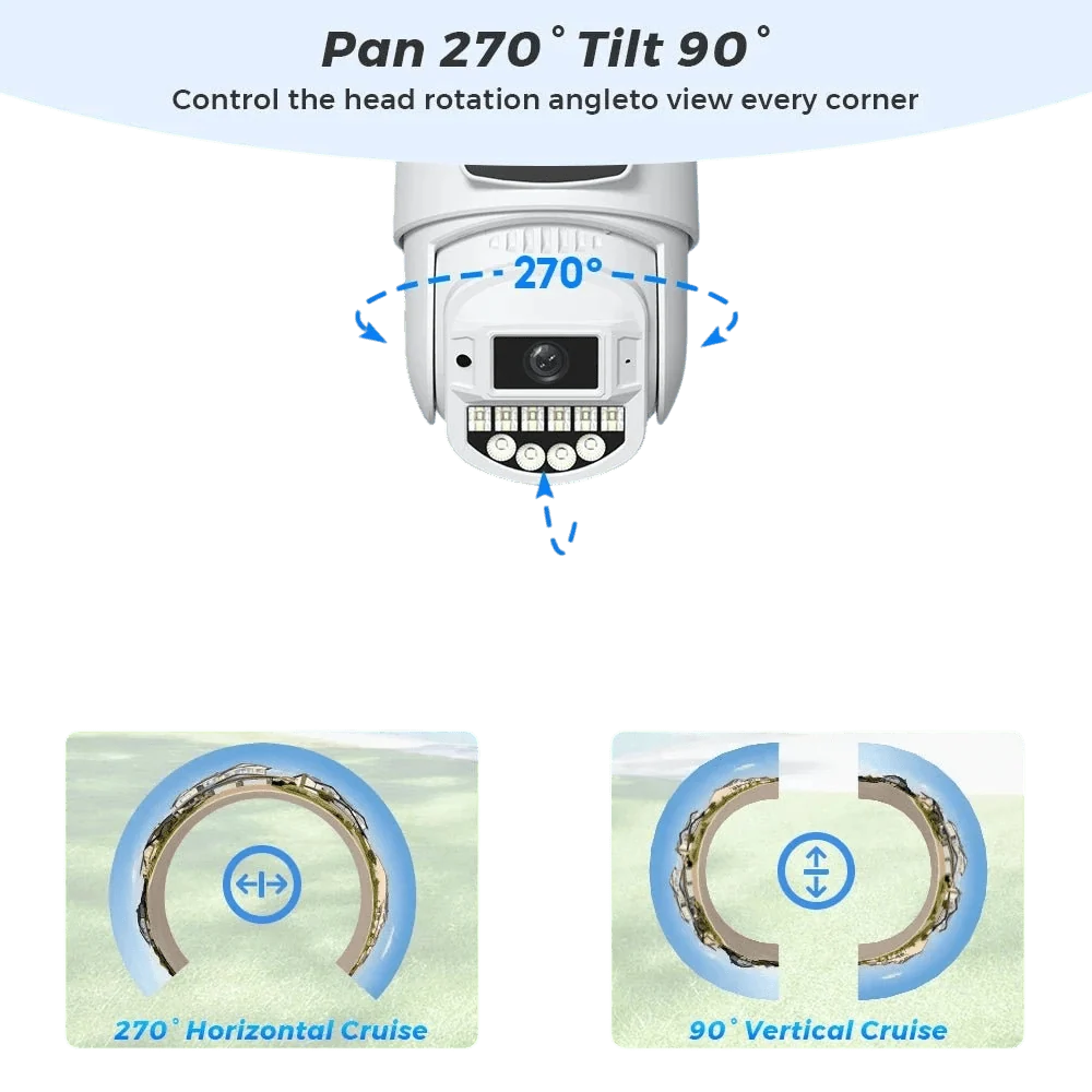 8MP 4K PTZ WiFi Camera - Dual Lens With Dual Screen AI Tracking Surveillance - stepyours.com