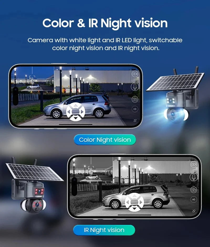 SHIWOJIA 4K 8MP Solar Camera With 4G SIM WiFi Color Night Vision PTZ Dual Lens - stepyours.com