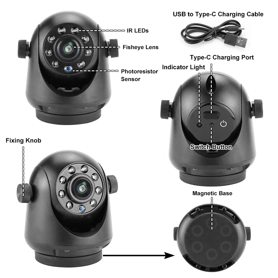 GreenYi 5G WiFi Magnetic Hitch Rear View Camera Night Vision Trailer RV - stepyours.com