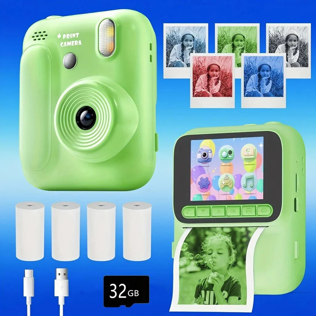 Color Printing Thermal Print Kids Instant Camera 32GB 1080P Digital Gift - stepyours.com