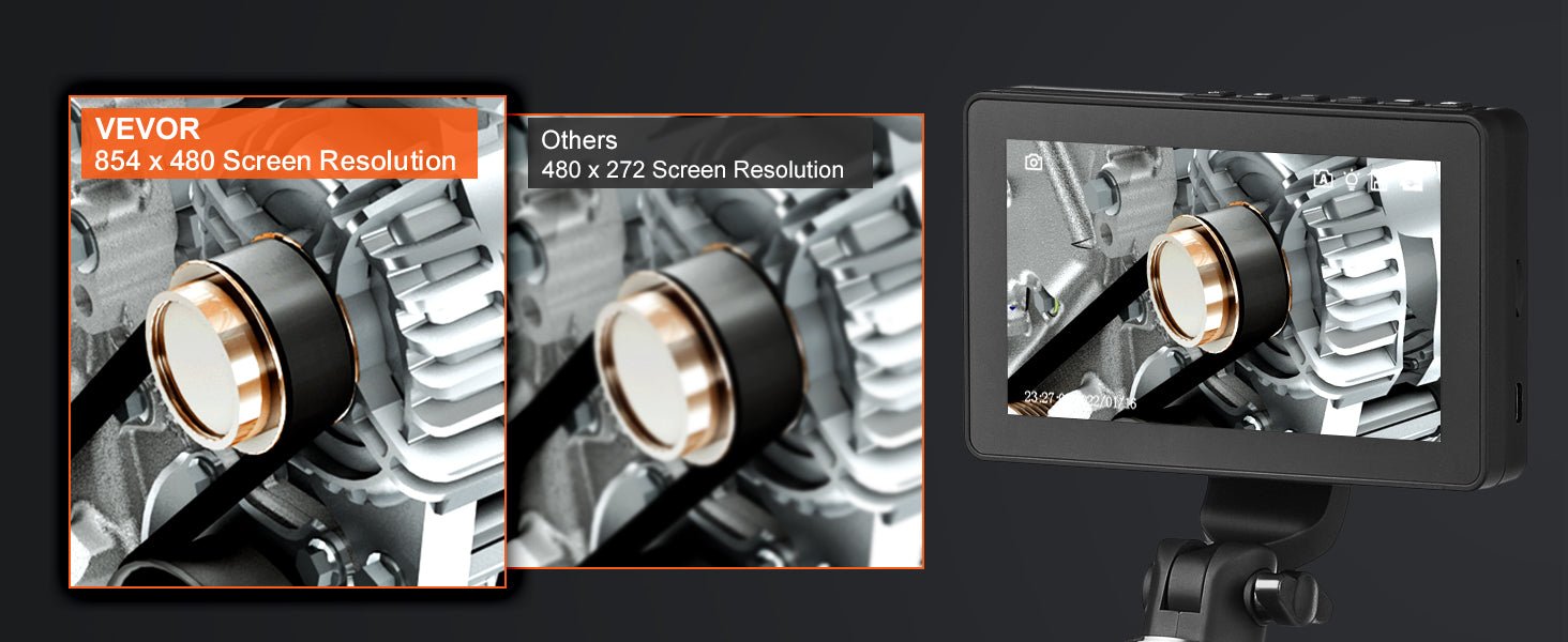 SucceBuy Articulating Borescope Camera With Light 5 Inch 1080P Display Hooks - stepyours.com