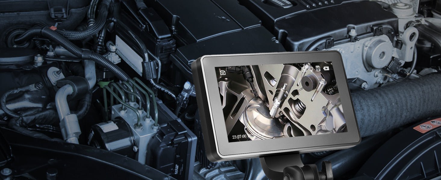 SucceBuy Articulating Borescope Camera With Light 5 Inch 1080P Display Hooks - stepyours.com