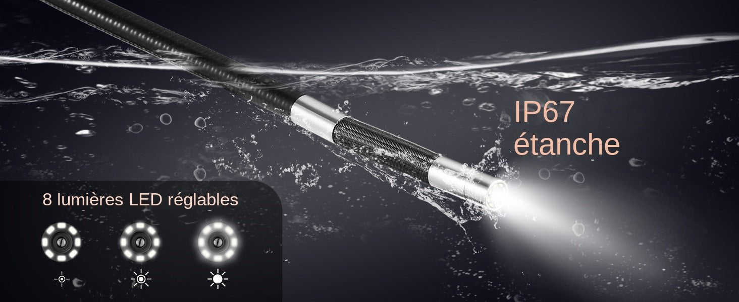SucceBuy Articulating Borescope Camera With Light 5 Inch 1080P Display Hooks - stepyours.com