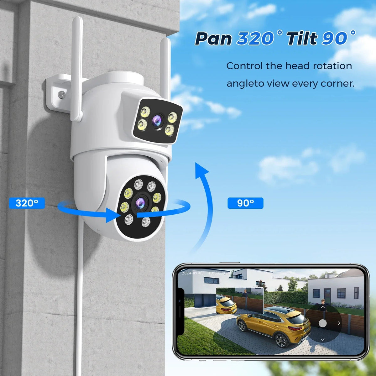 Smart Outdoor Security Camera With AI Dual Lens - Enovarah