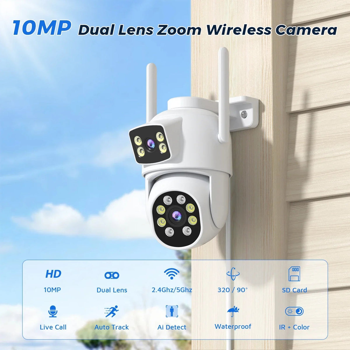 Smart Outdoor Security Camera With AI Dual Lens - Enovarah