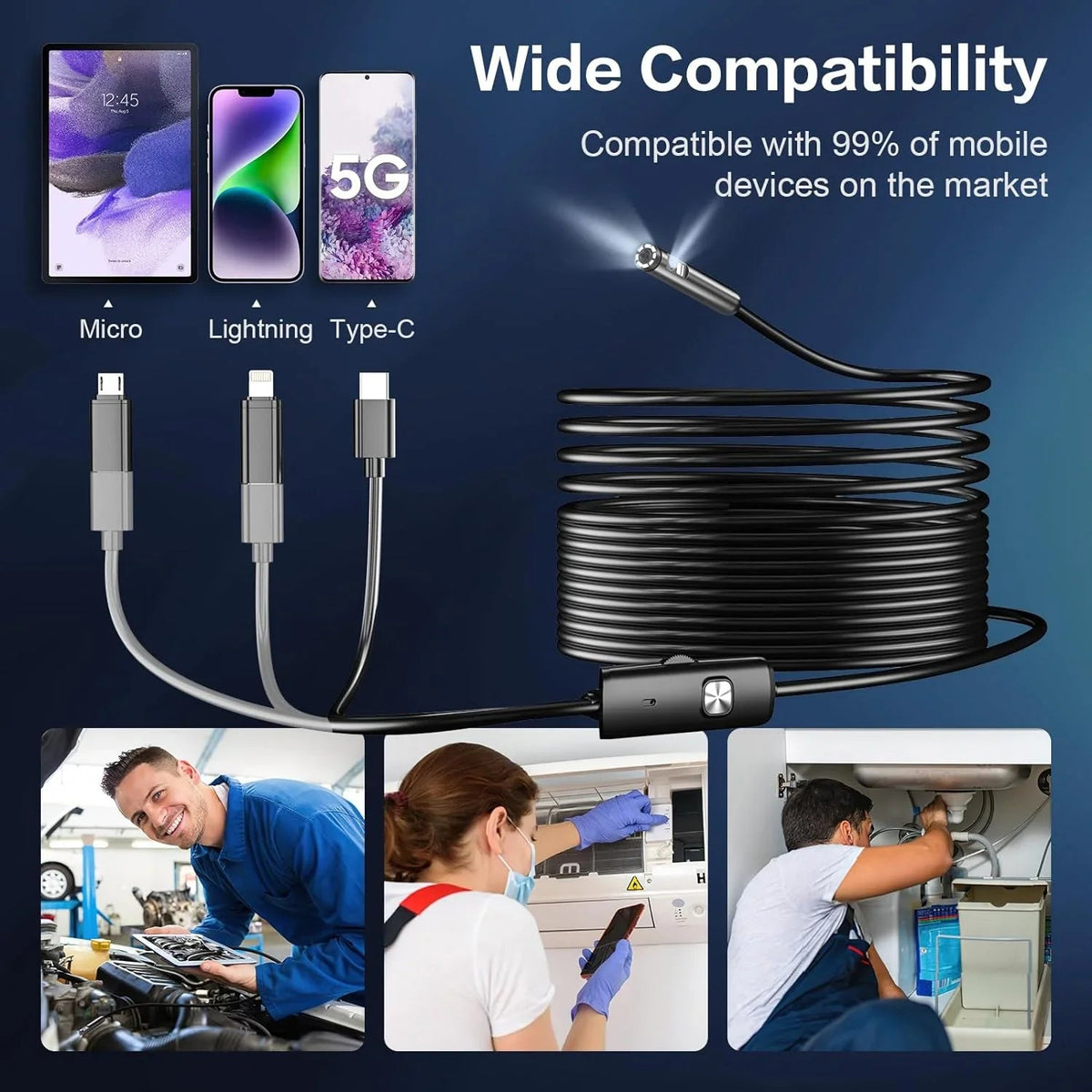 8mm Car Endoscope for Home Mechanics HD - Enovarah