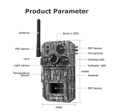 INQMEGA4G Solar Trail Camera 2K Night Vision 5MP PIR Motion Activated - stepyours.com